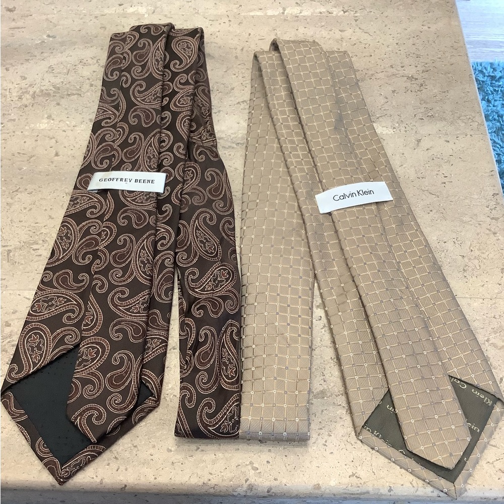 Calvin Klein & Geoffrey Beene 100% silk necktie bundle deal.